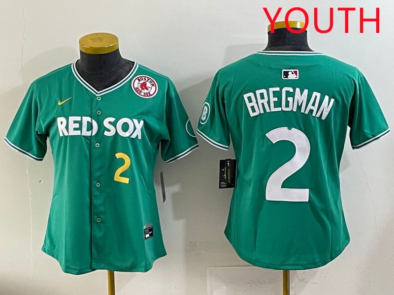 Youth 2025 Boston Red Sox #2 Bregman Dark Green Joint Name Nike MLB Jersey style 6